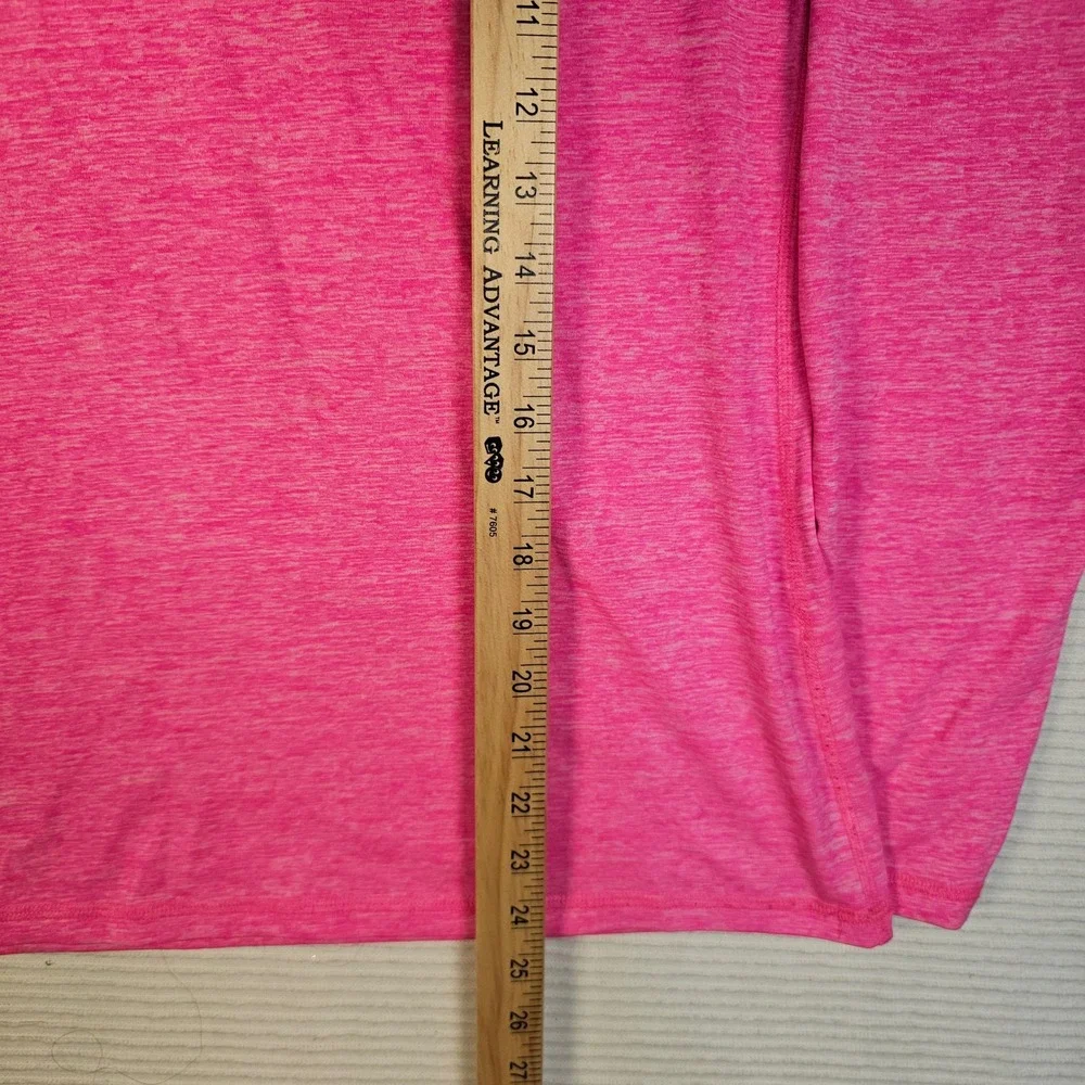 Ideology Womens Pink Space Dye Performance Hoodie Long Sleeve V-Neck Size‎ L